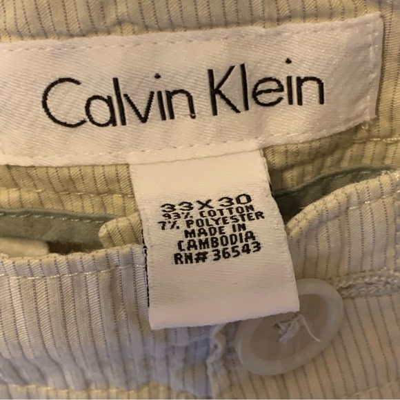 CALVIN KLEIN. Cream Twill Pants, flat front w/ two pockets and two back … - Picture 6 of 9